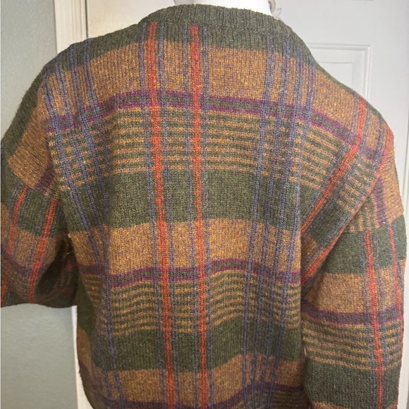 VINTAGE Christopher Hayes Sweater Mens Size M Green Red Plaid Shetland Wool. - Picture 9 of 11